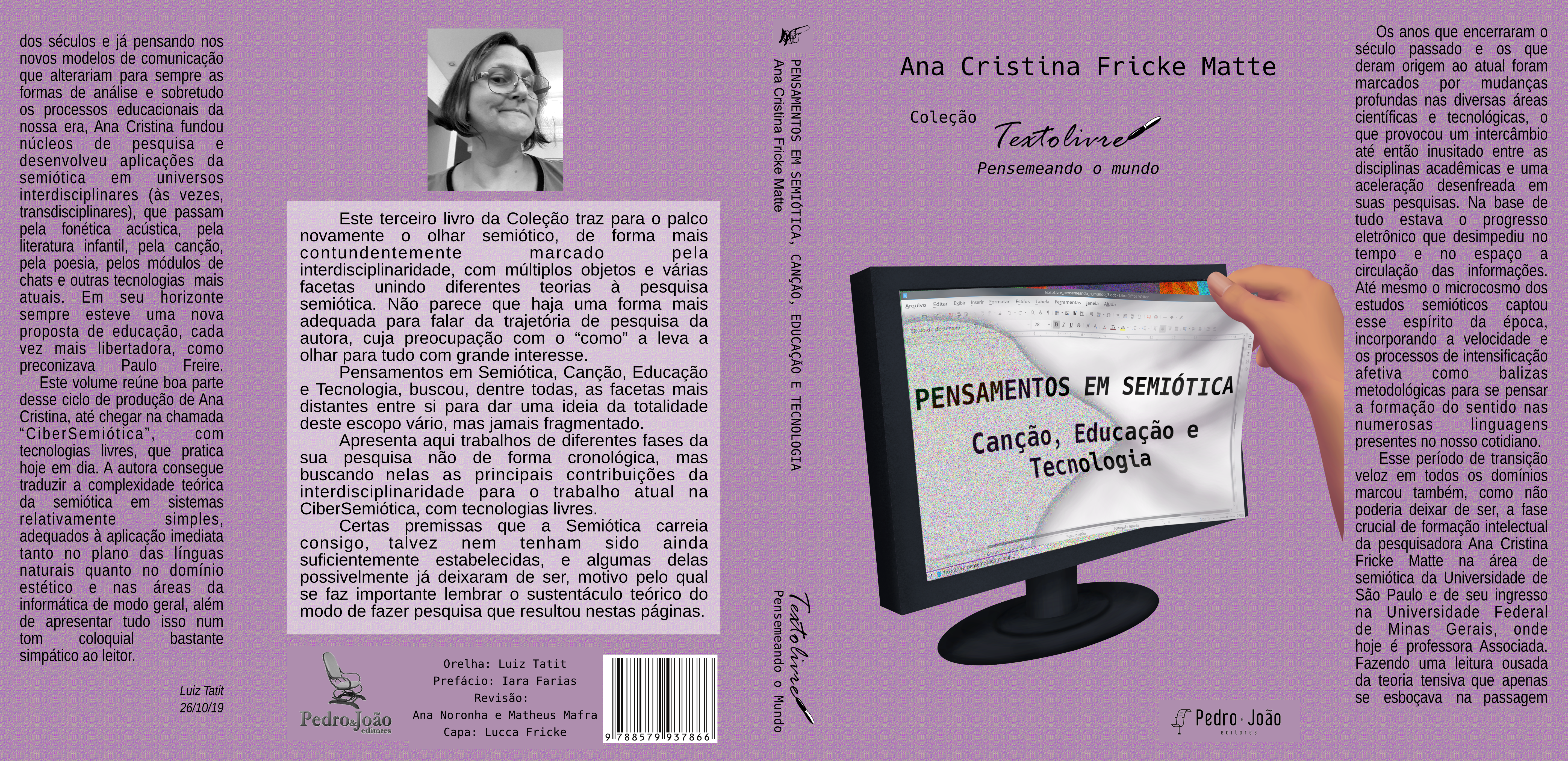 Capa do livro impresso, com quarta capa, lombada e orelhas